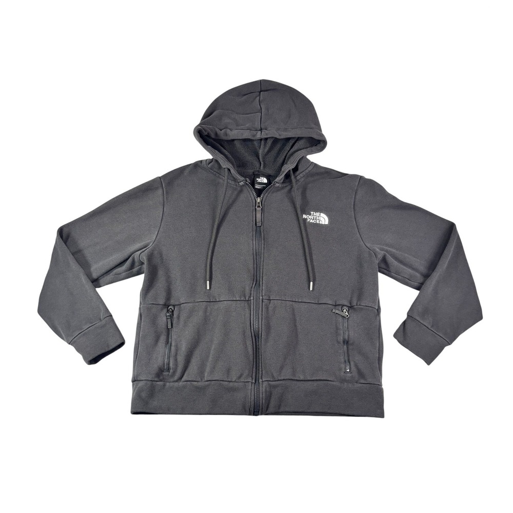 The North Face Womens Dark Gray Full Zip Fleece Lined Hoodie Jacket Size L